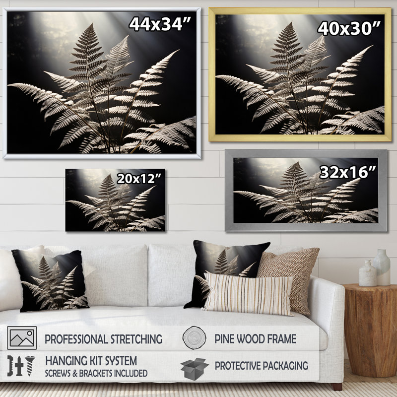 " Ferns Close Up Photo VIII ", Cadre simple argenté, H 30 po x l 40 po x P 1,5 po