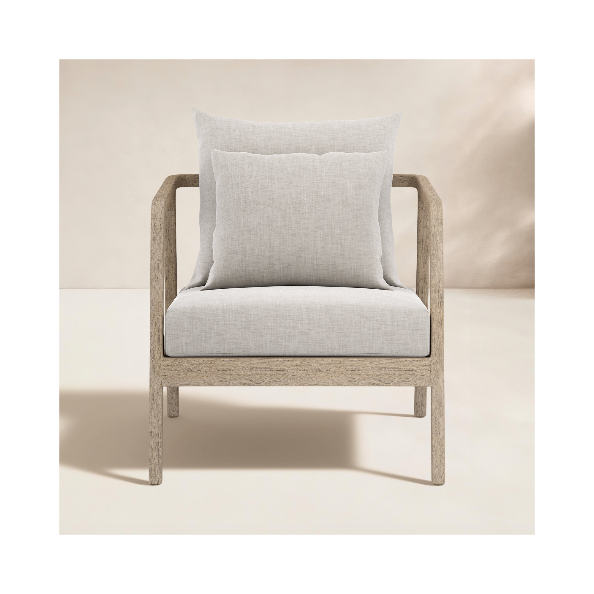 Layne Teak Outdoor Lounge Chair, Stone Gray, Brown