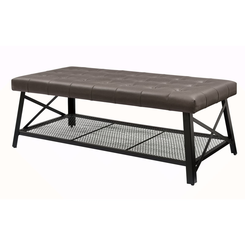 Tufted Faux Leather Like Upholstered Coffee Table