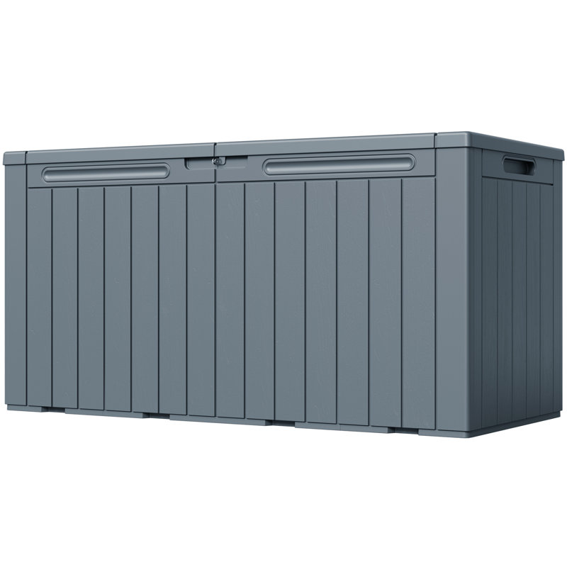 Boîte de rangement verrouillable en résine résistante à l'eau 100 gallons GUNJI, Gris