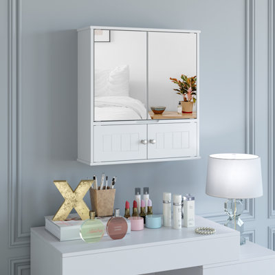 550mm W 600mm H Surface Framed Medicine Cabinet Mirror 3 Adjustable
