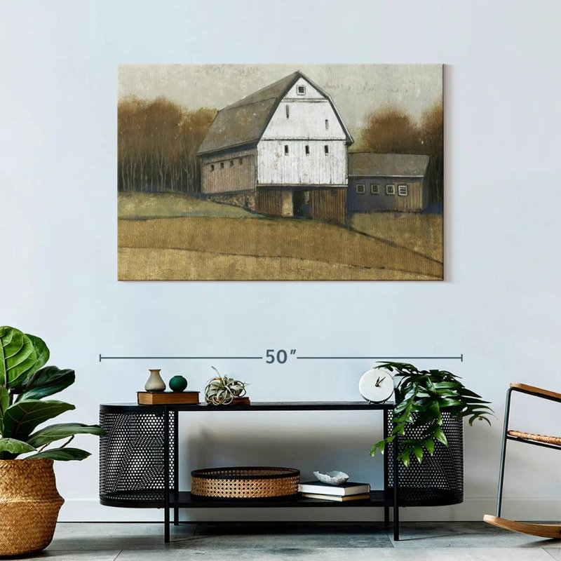 Lilie White Barn View I, 30" H x 45" W