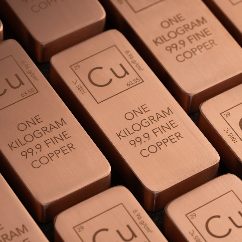 Solid Copper Bullion Bar Ingot, 1 kg 99.9% Fine Copper Collectible Display Piece
