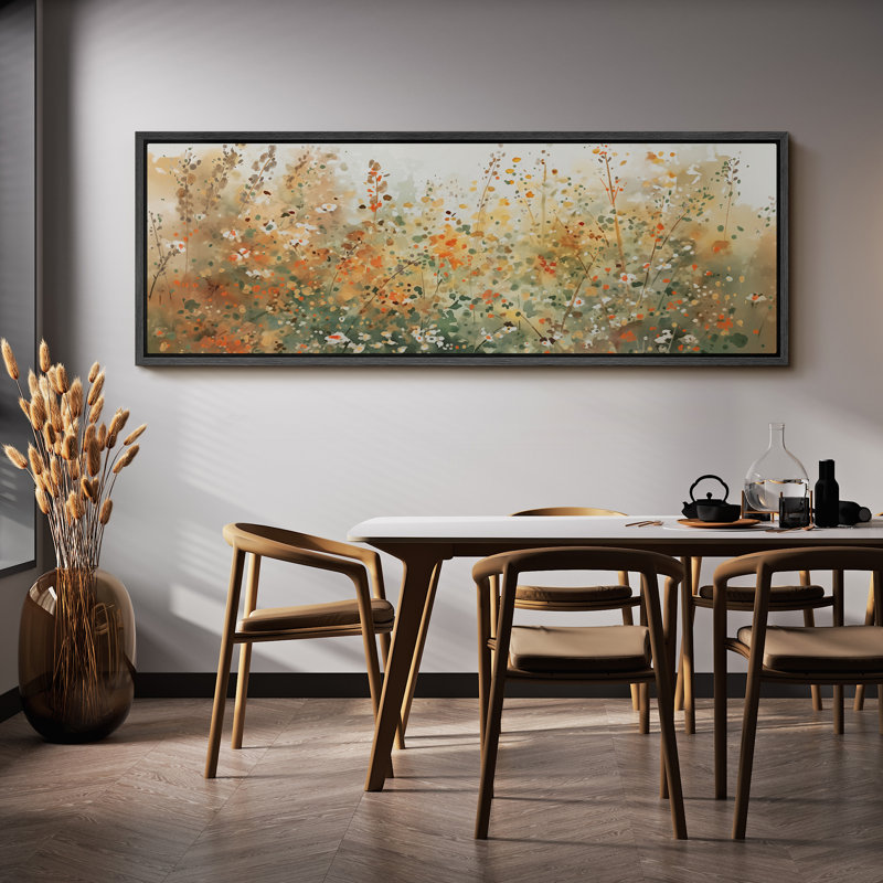 «Orange Green Wildflower», art mural, impression numérique sur toile, art numérique, H 20 po x l 60 po