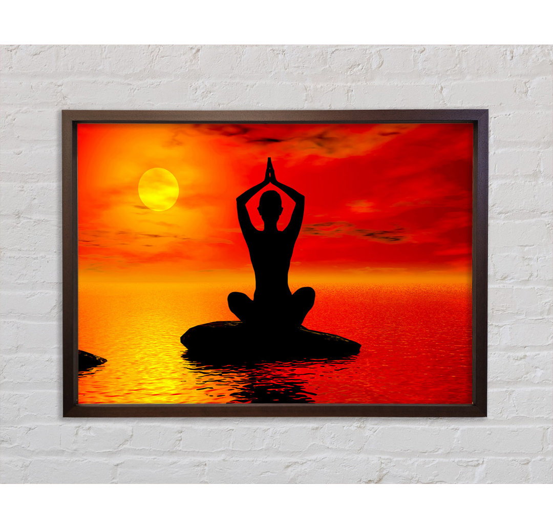 Gerahmtes Leinwandbild Yoga Ocean Sun Blaze