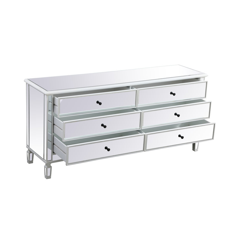 Commode double à miroir 6 tiroirs Brixton, Blanc