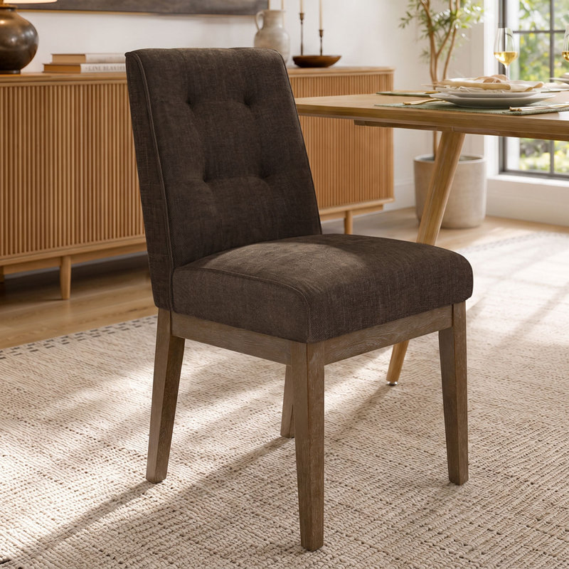 Ensemble de table de salle à manger pour 6 personnes avec table extensible et 6 chaises rembourrées en tissu, Brun