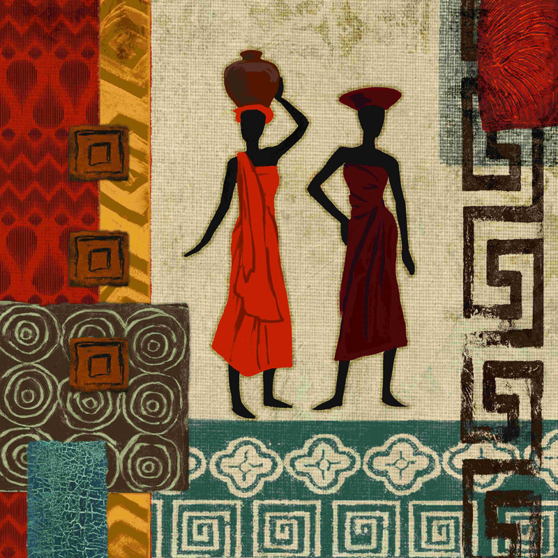 Mesdames et motifs 2 - impression sur toile tendue, L 12 po x H 12 po