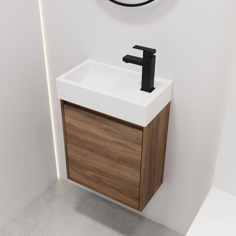 Nozanin 18'' Wall-Mounted Single Bathroom Vanity Set, Brown Ebony