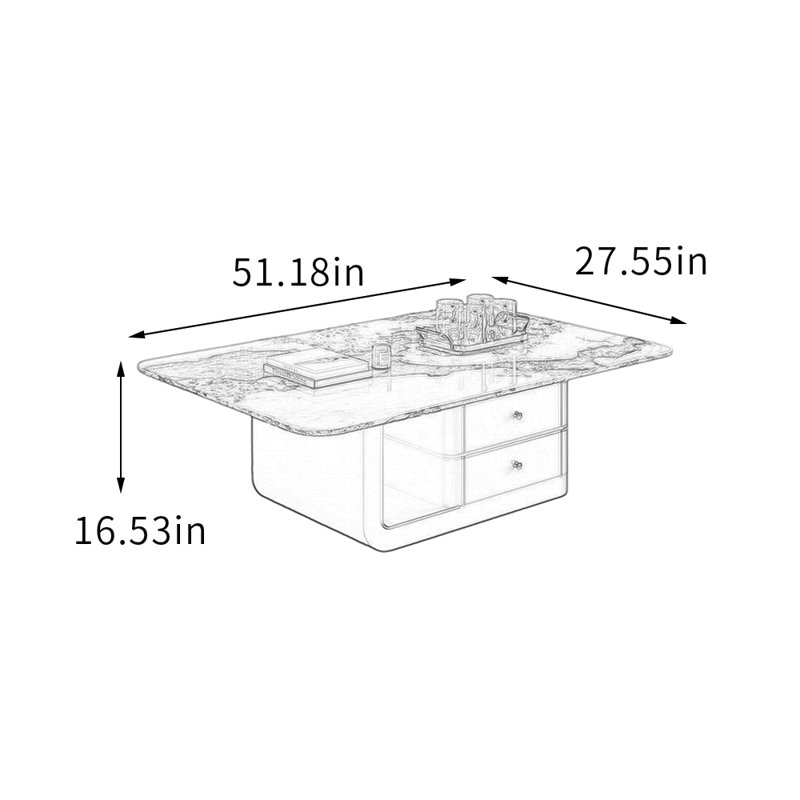 Table basse avec rangement Simplicity, Blanc / Taupe, H 16,53 po x L 51,18 po x l 27,55 po