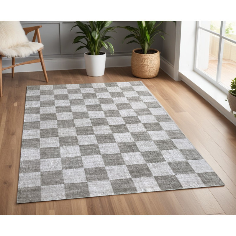 Tapis à carreaux beige et brun 4 pi x 6 pi