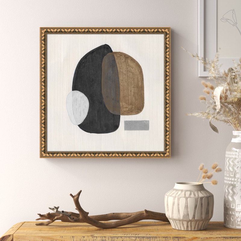 Inola Neutral Stones III Wall Art, 24.5" H x 24.5" W, Gold Bead