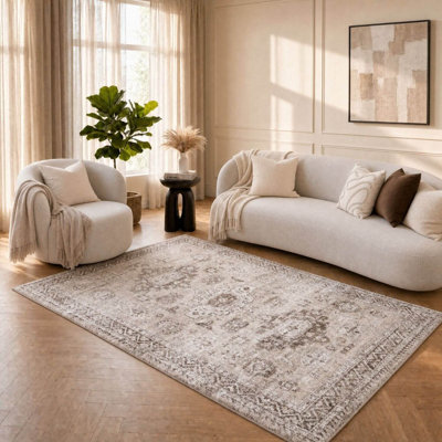 Montana Vintage Medallion Beige Area Rug