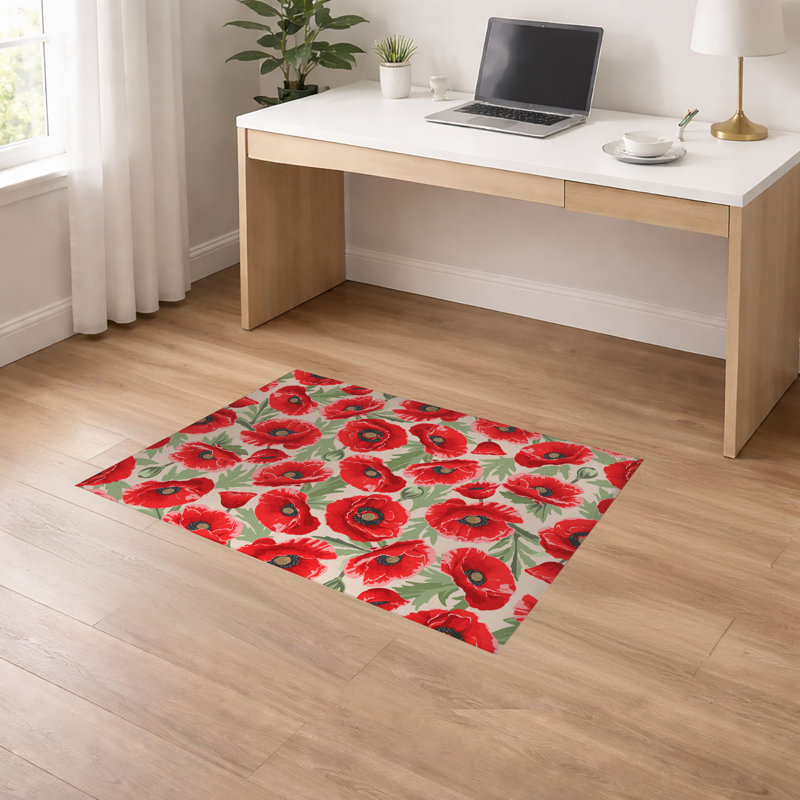 Tapis de bureau léger Poppie, 0.1" H x 72" W x 48" D x, Ivoire ivoire