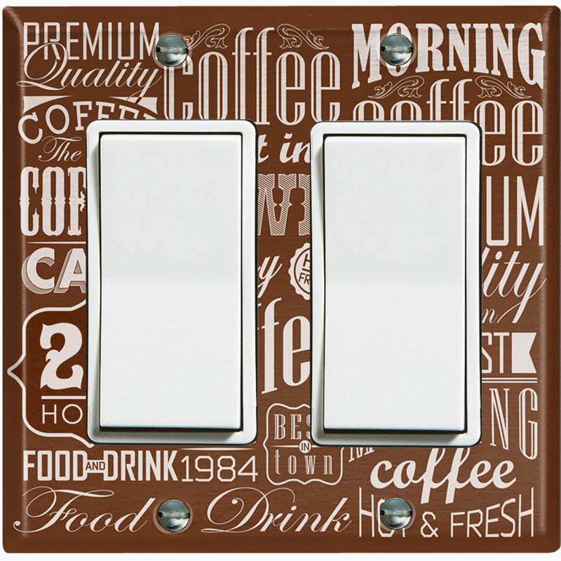 Patterned 2 - Gang Rocker Standard Wall Plate, Brown/White
