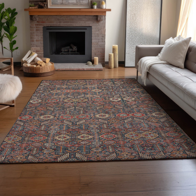Premium Machine Washable Cerrito AMF574 Red Rug, Rectangle 10' x 14'