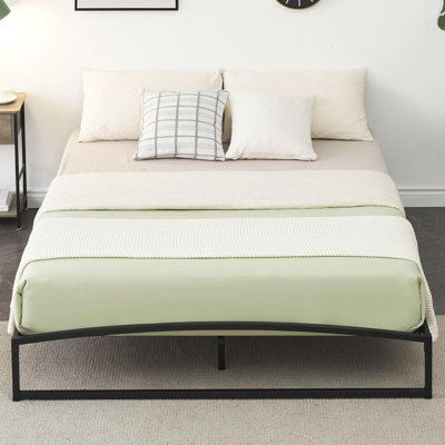 Simple Upholstered Panel Bed Frame, Modern Bed Base w/Comfortable Headboard, Multiple