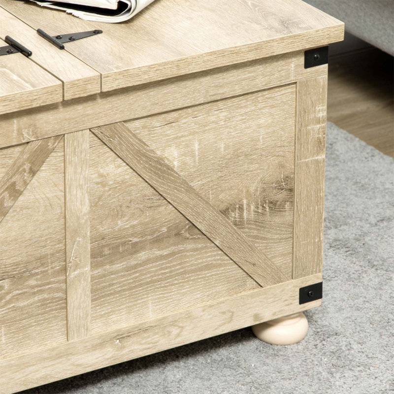 Table basse avec rangement Farmhouse, Naturel