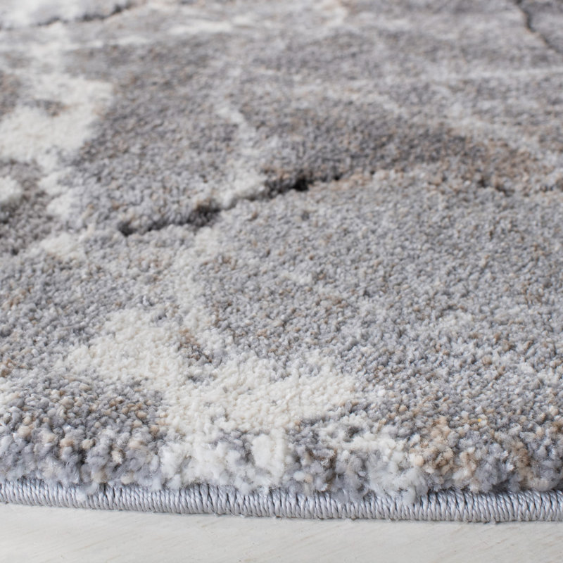 Makenna Abstract Gray/Beige Area Rug, Round 6'7"