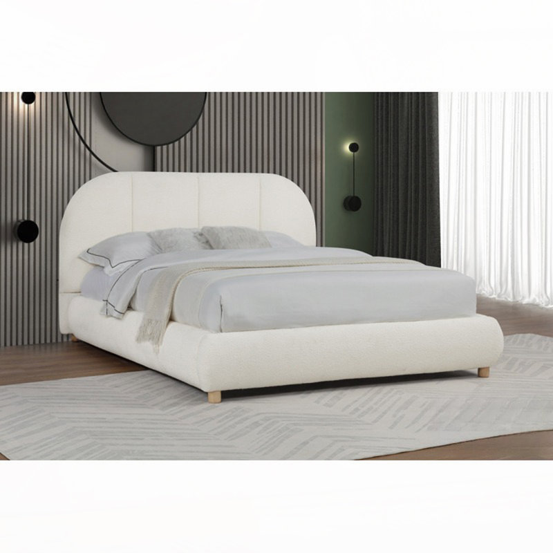 Grand lit en tissu doux en toile de jute, Ivoire