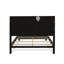 Ensemble de chambre à coucher en bois 2 pièces avec grand lit capitonné à boutons et petite table de chevet - tête de lit en similicuir noir et pieds noirs-295735893