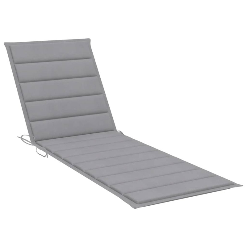 Prshant 80" Long Acacia Single chaise with Cushions, Gray, Gray