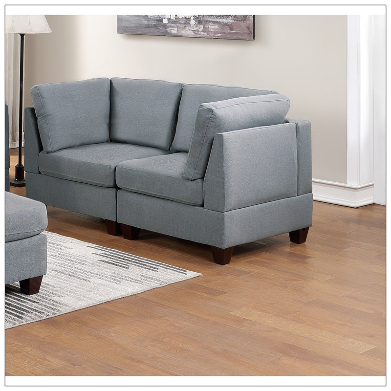 Canapé modulaire 6 pièces Mobilier de salon Canapé-lit Canapé-lit en lin 4X Fauteuil d'angle 1X et 1X Repose-pieds, Gris