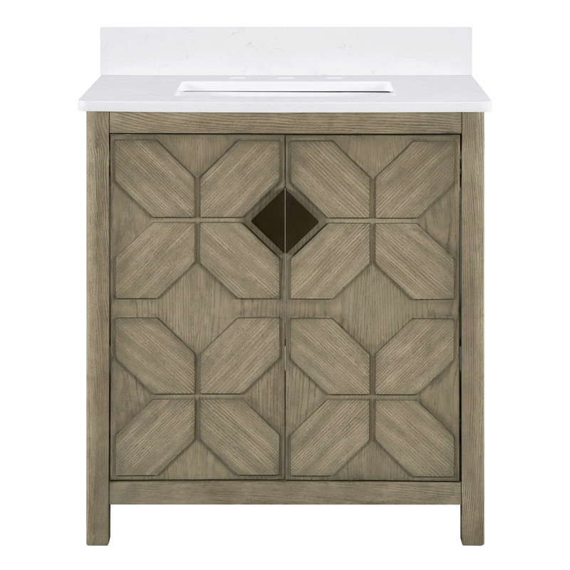 Emporia 30" Single Vanity With White Calacatta Vicenza Quartz Top, Pre Assembled