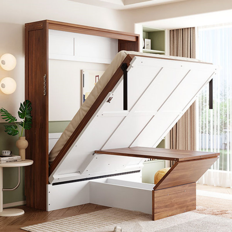 Lit escamotable avec bureau escamotable Murphy, Blanc