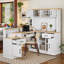 Bureau d'ordinateur en L avec prise de courant, bureau d'angle moderne, bureau d'écriture avec rangement-521714855