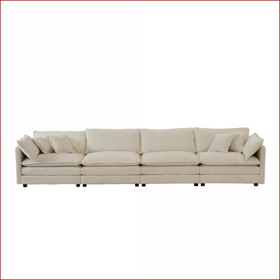 Modular Sectional Sofa 4-Seater, Solid Wood Frame, Breathable Chenille for Living Room Bedroom | Beige | Chenille