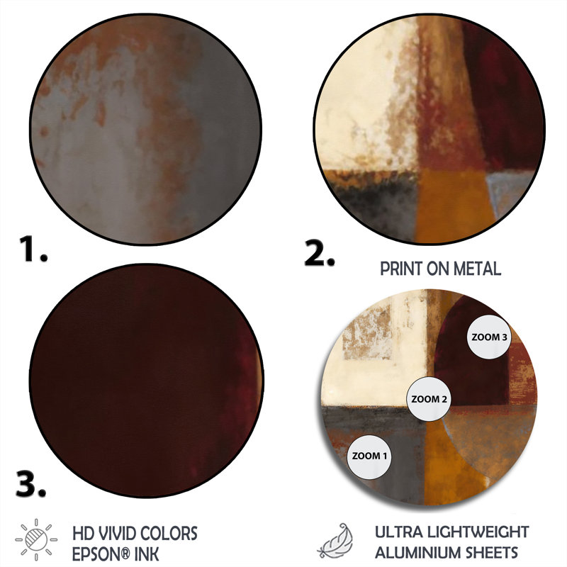 Chocolat brun élémentaire V - Art abstrait rond en métal, H 36 po x l 36 po