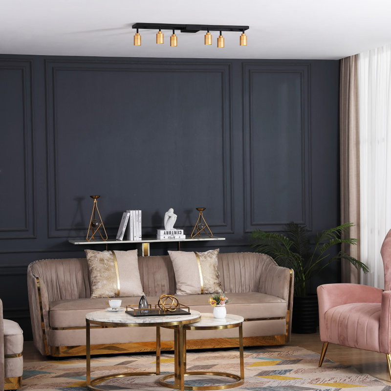 Vidalite Black and Gold Iron Rectangle Semi Flush Mount