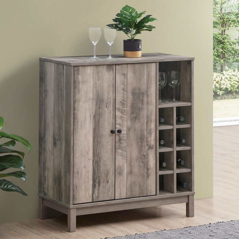 Armoire à vin en acacia patiné avec 2 portes