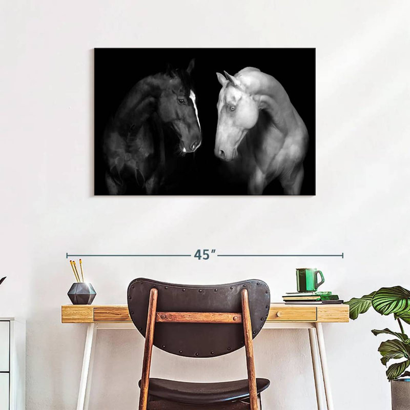 Monochromatic Horses Canvas Print, 24" H x 36" W x 1.25" D