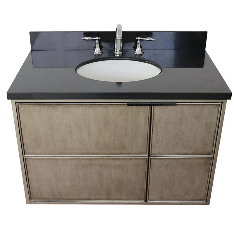 Ensemble de meuble-lavabo mural simple 37 po, Noir galaxie