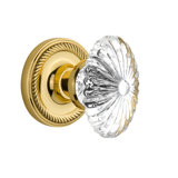 Rope Rosette with Oval Fluted Crystal Door Knob