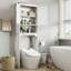 Meuble de rangement gain d'espace à placer au-dessus des toilettes – Porte double, étagères réglables, compartiment ouvert – Optimisateur de salle de bain pour petites salles de bain – Montage facile – Blanc