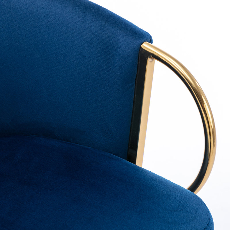 Upholstered 26.79'' Seat Height Counter Stool with Metal Frame, 2 Pieces/Set, Blue