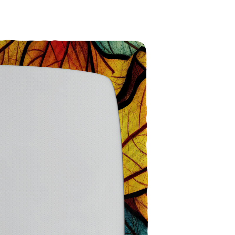Drap-housse à motif floral Ambesonne, Moutarde / motif floral vermillon, Drap-housse simple TG