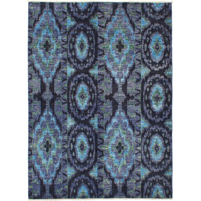 Tapis de bois one-of-kind-noué la 2010 shalimar blue 6 pi x 8 pi laine Céline