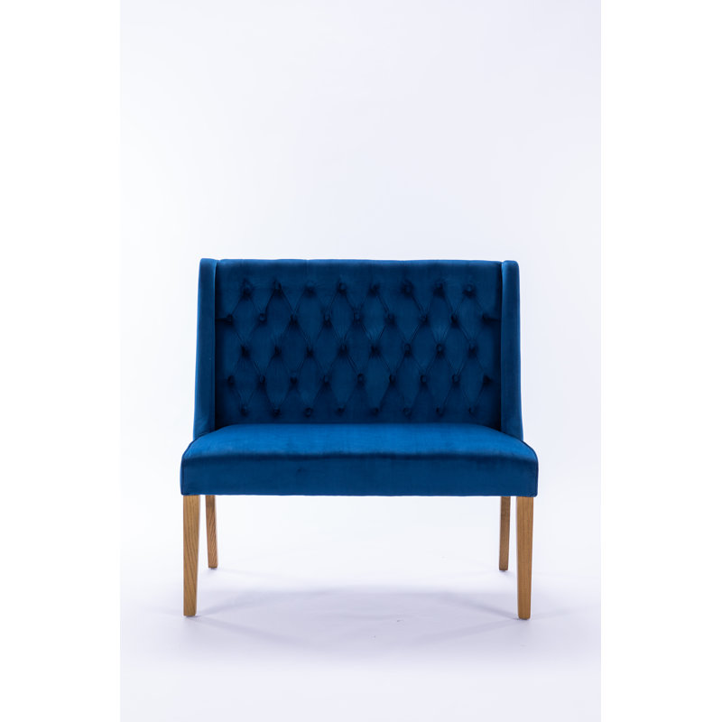 Mairead Upholstered Bench, Blue, 98cm H x 100cm W x 66 cm D