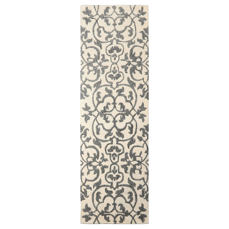 Transitional Wool Oriental Area Rug in Multi Sizes Ivory Hand Tufted, Runner 2'6" x 8'