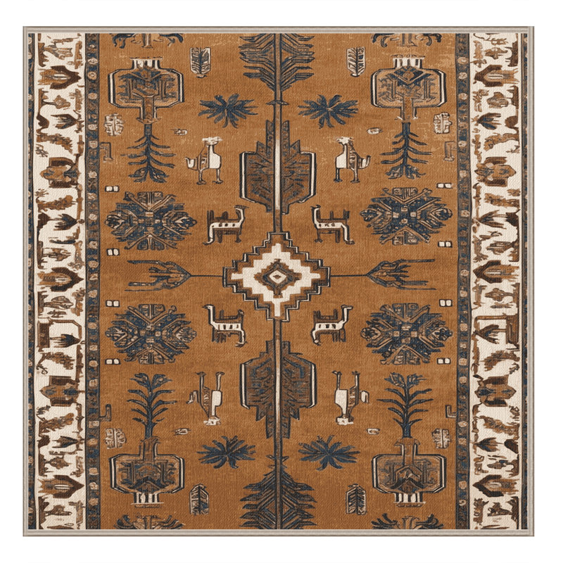 Tapis brun lavable à la machine, Carré 5 pi