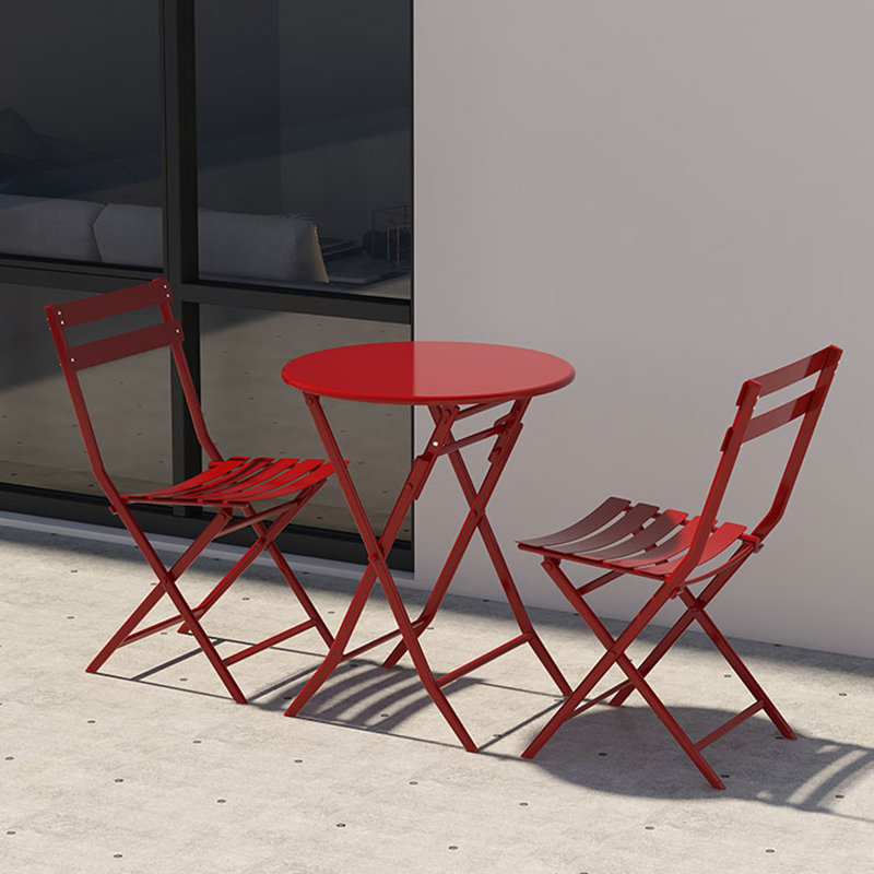 Pastrana Outdoor 3-Piece Foldable Bistro Set, Red