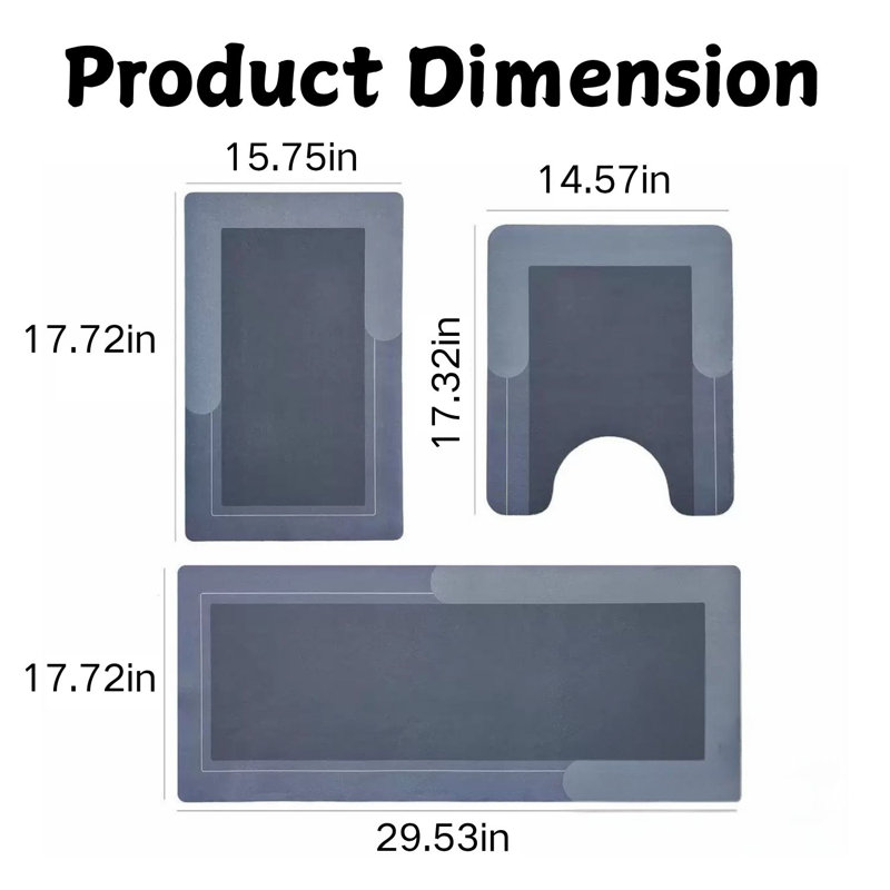 Tapis de bain 3 pièces Diatom, Bleu
