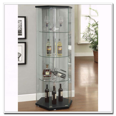 Vitrine hexagonale à 4 tablettes Tenley