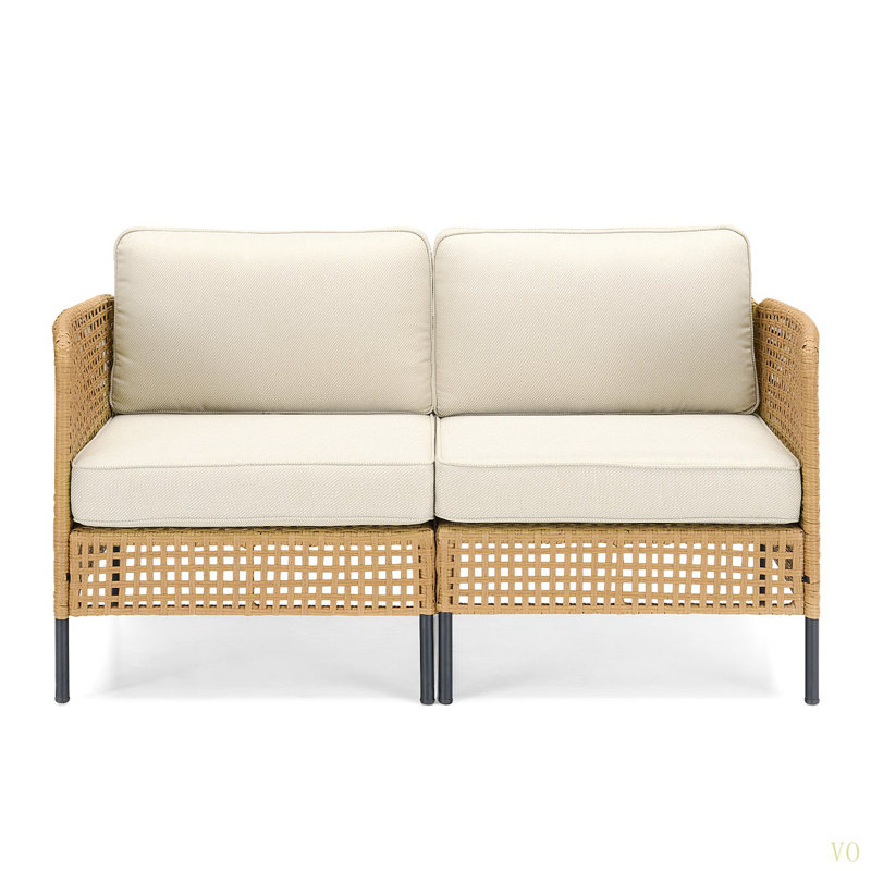 Ensemble de mobilier d'extérieur pour canapé modulaire en osier avec coussins Boho