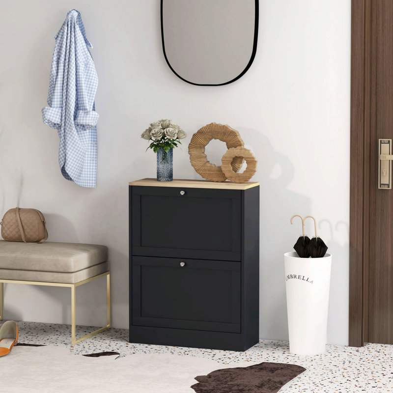 Shoe Cabinet For Entryway, Modern Shoe Storage Cabinet With Flip Drawers And Adjustable Shelves For 12 Pairs Of Shoes, Shoe Storage Organizer For Home