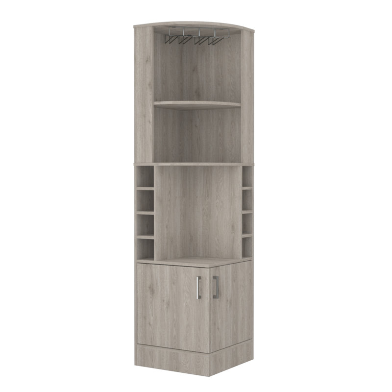 Armoire de bar 8 tablettes à 8 bouteilles, Gris clair